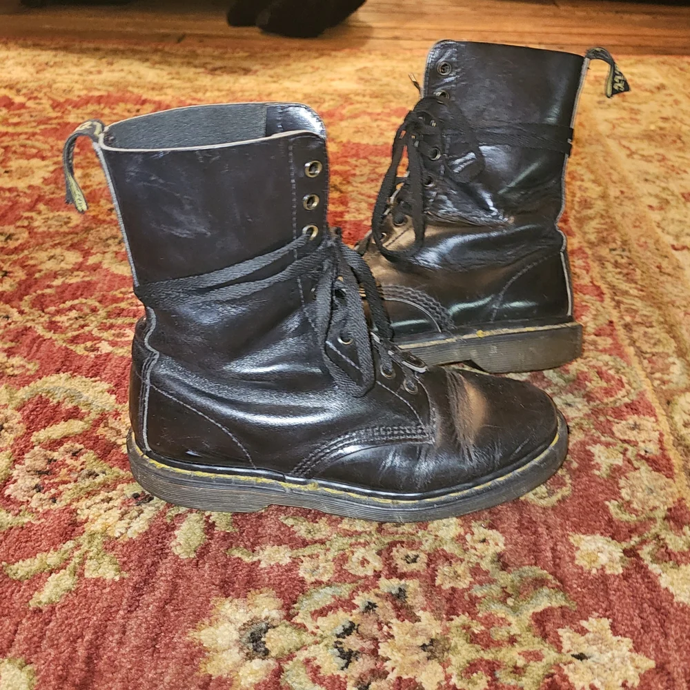Dr. Martens Black Leather Combat Boots - Picture 3 of 6